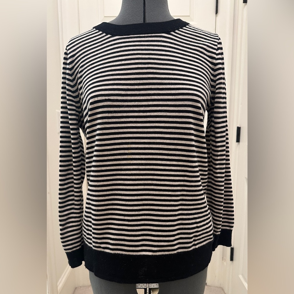 J. Crew Black and White Striped Tippi Sweater, sz M